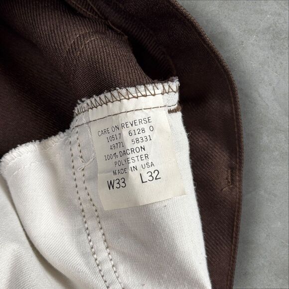 Vintage 80s Levis 698M Dark Brown Black and Gold Tab Pleated Dress Pants - 32x29 - Picture 5 of 9